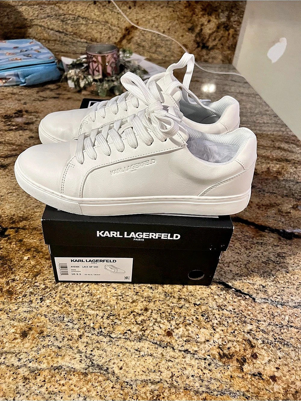 Karl Lagerfeld Paris Avenix Men’s Size 9.5 White Lace-Up Sneakers